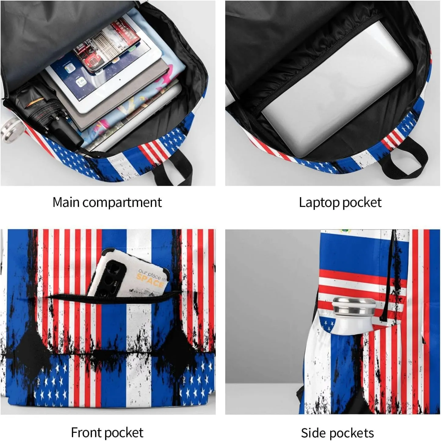 American Salvadorian Flag Salvadoreños Roots Casual Backpack Large Capacity Travel Backpacks Laptop Daypack Commuter Rucksack Adjustable Strap Sports Bags for Hiking Biking