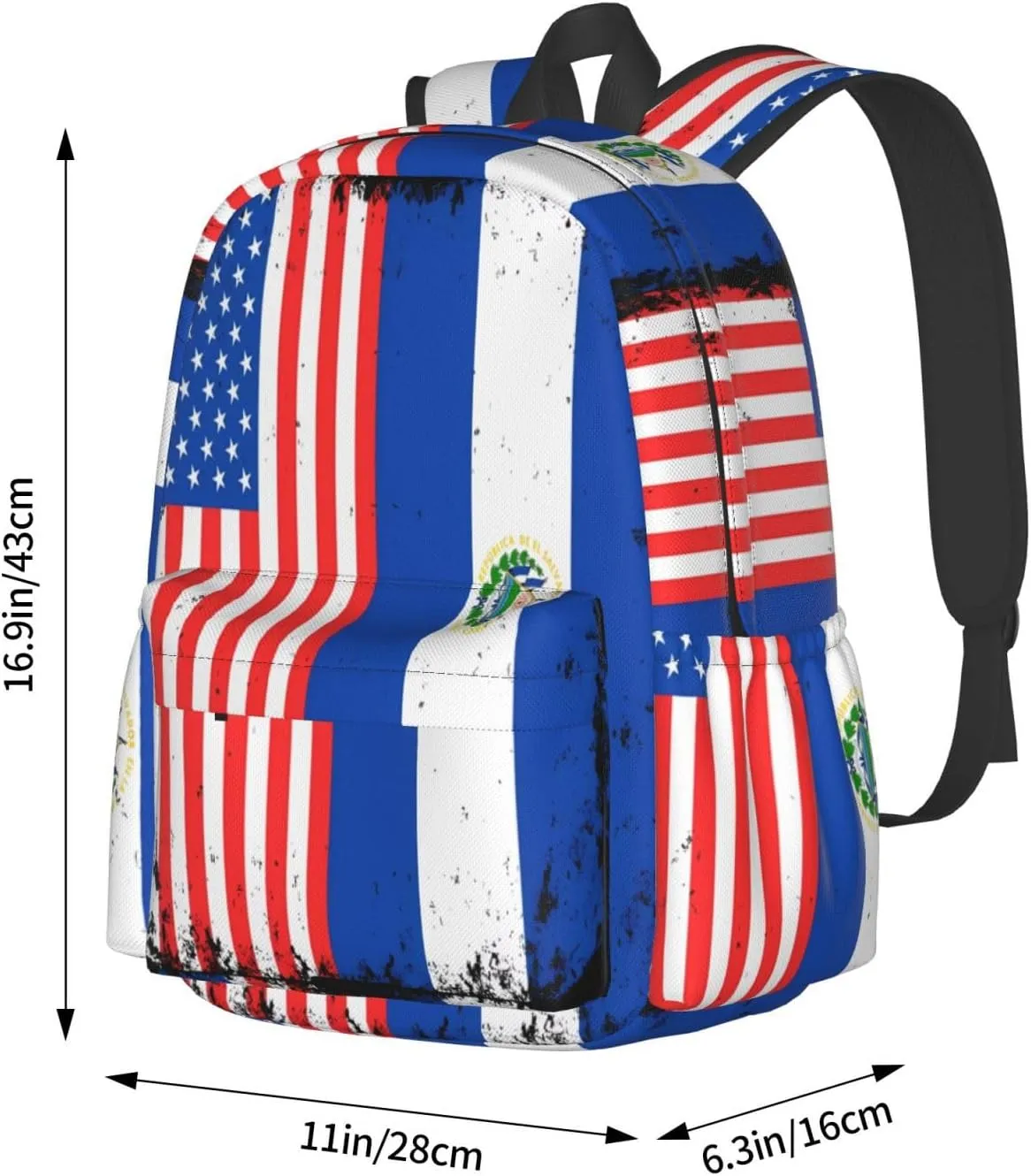 American Salvadorian Flag Salvadoreños Roots Casual Backpack Large Capacity Travel Backpacks Laptop Daypack Commuter Rucksack Adjustable Strap Sports Bags for Hiking Biking