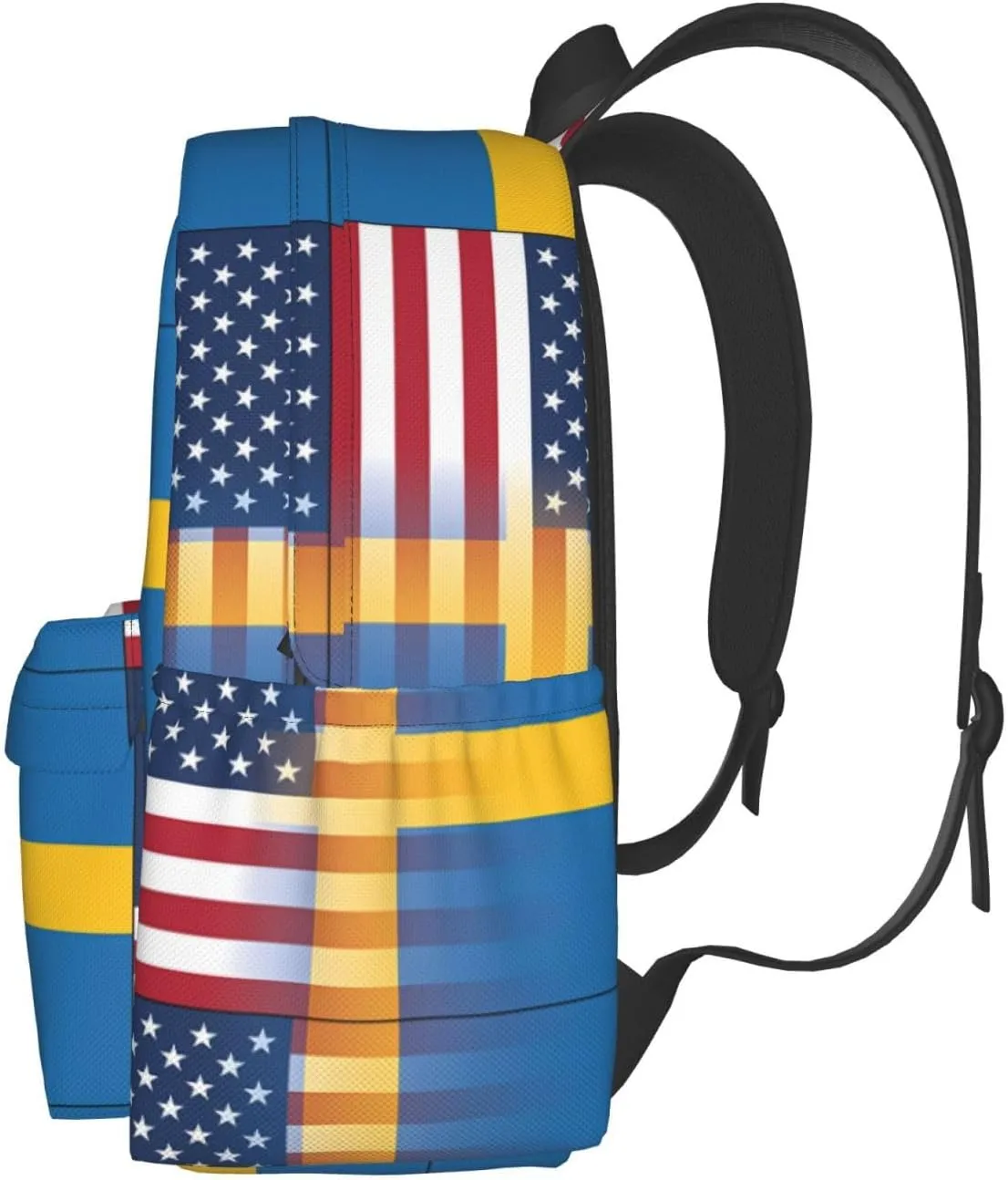 American Swedish Sweden Flag Casual Backpack Large Capacity Travel Backpacks Laptop Daypack Commuter Rucksack Adjustable Strap Sports Bags for Hiking Biking