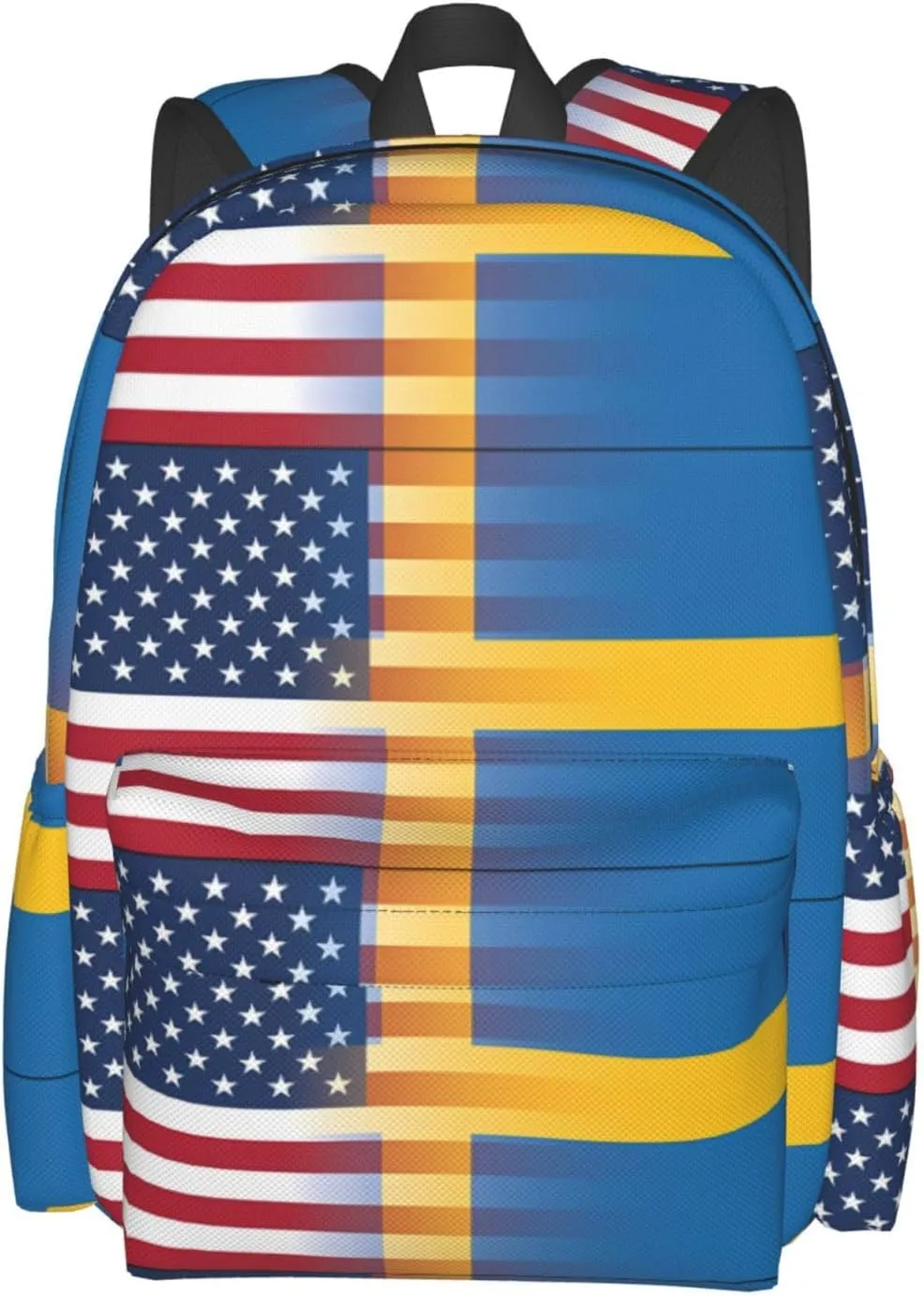 American Swedish Sweden Flag Casual Backpack Large Capacity Travel Backpacks Laptop Daypack Commuter Rucksack Adjustable Strap Sports Bags for Hiking Biking