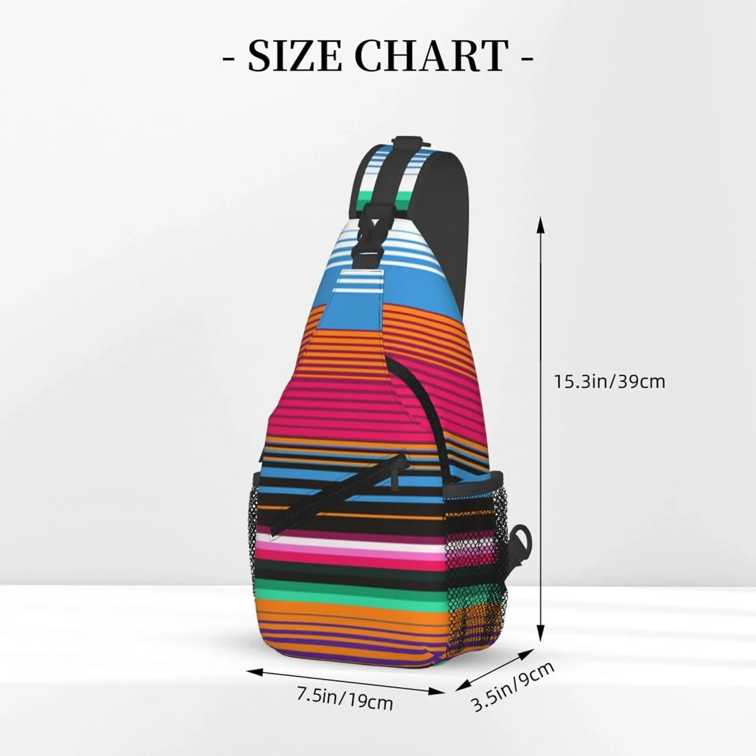 AMRANDOM Chest Daypack Crossbody Sling Bag Men Women Mexican Blanket Stripes Casual Shoulder Backpack