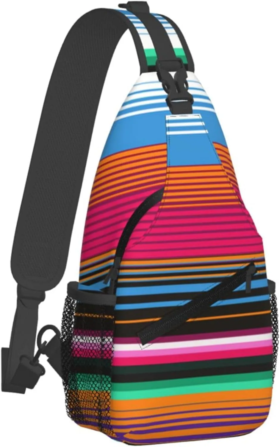 AMRANDOM Chest Daypack Crossbody Sling Bag Men Women Mexican Blanket Stripes Casual Shoulder Backpack