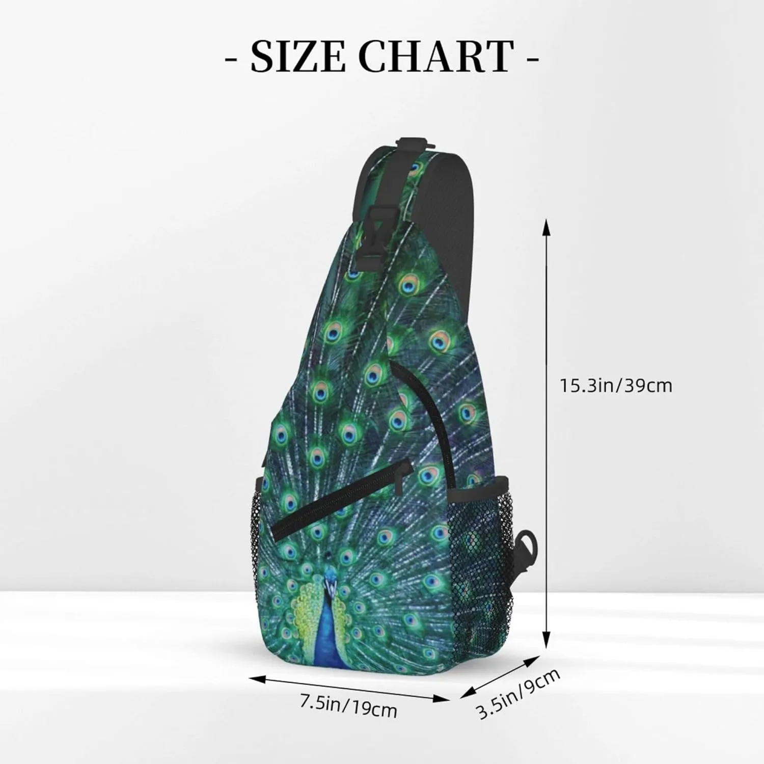 AMRANDOM Crossbody Sling Bag Peacock Feather Chest Bag Running for Men Women Workout Travelling
