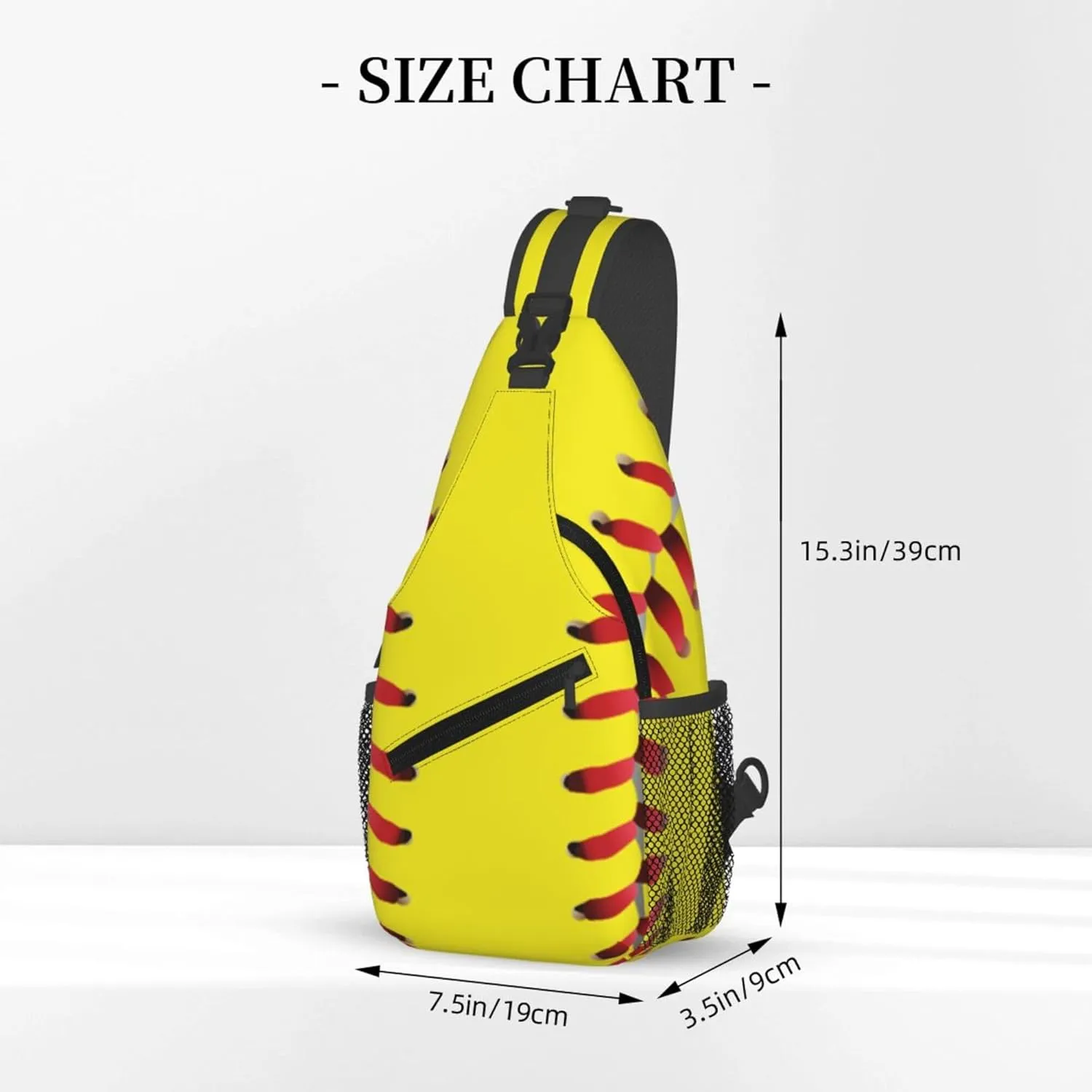 AMRANDOM Sling Bag for Men Women Crossbody Hiking Daypack Chest Bag Shoulder Backpack (red lines Yellow Softball)