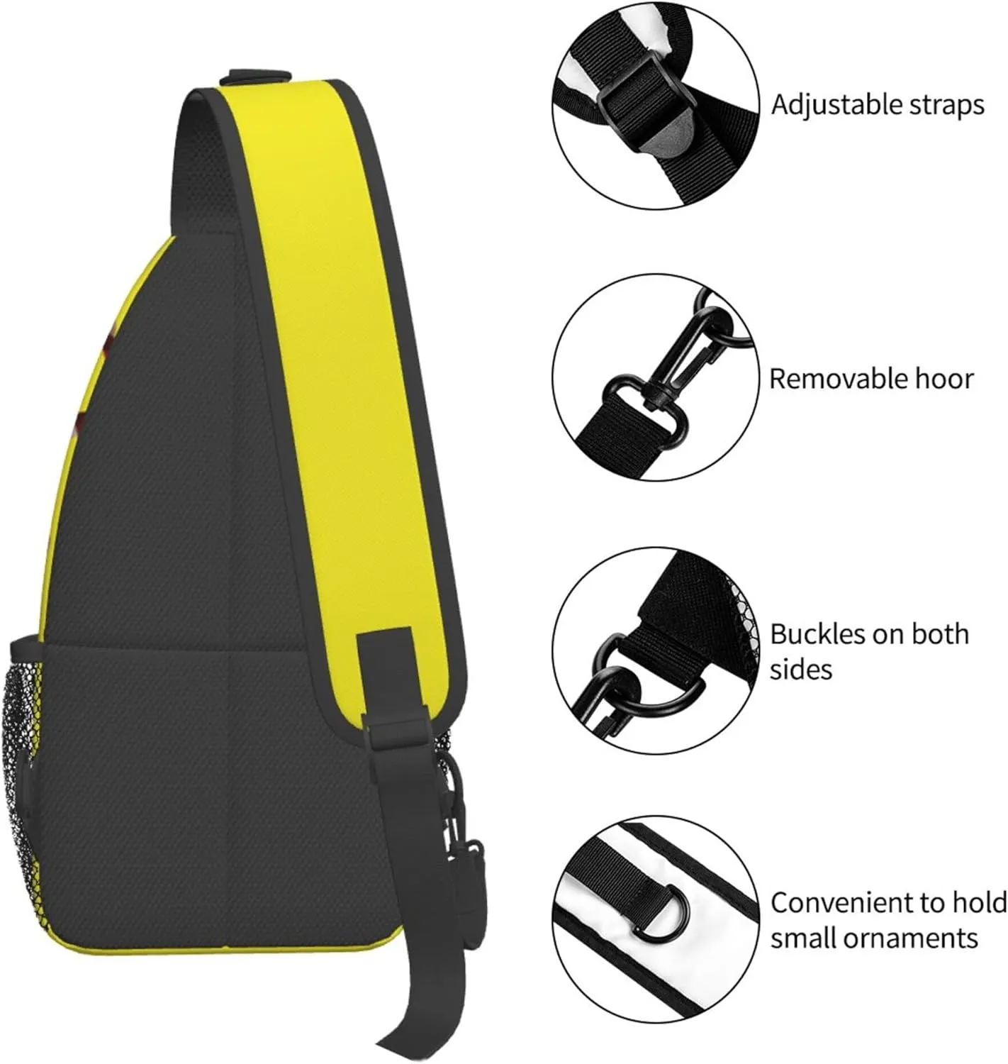 AMRANDOM Sling Bag for Men Women Crossbody Hiking Daypack Chest Bag Shoulder Backpack (red lines Yellow Softball)