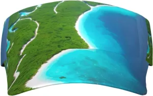 an Island in The Ocean Unisex Adjustable Sunshade Hollow Hat for Indoor and Outdoor Activities Running Golf Black