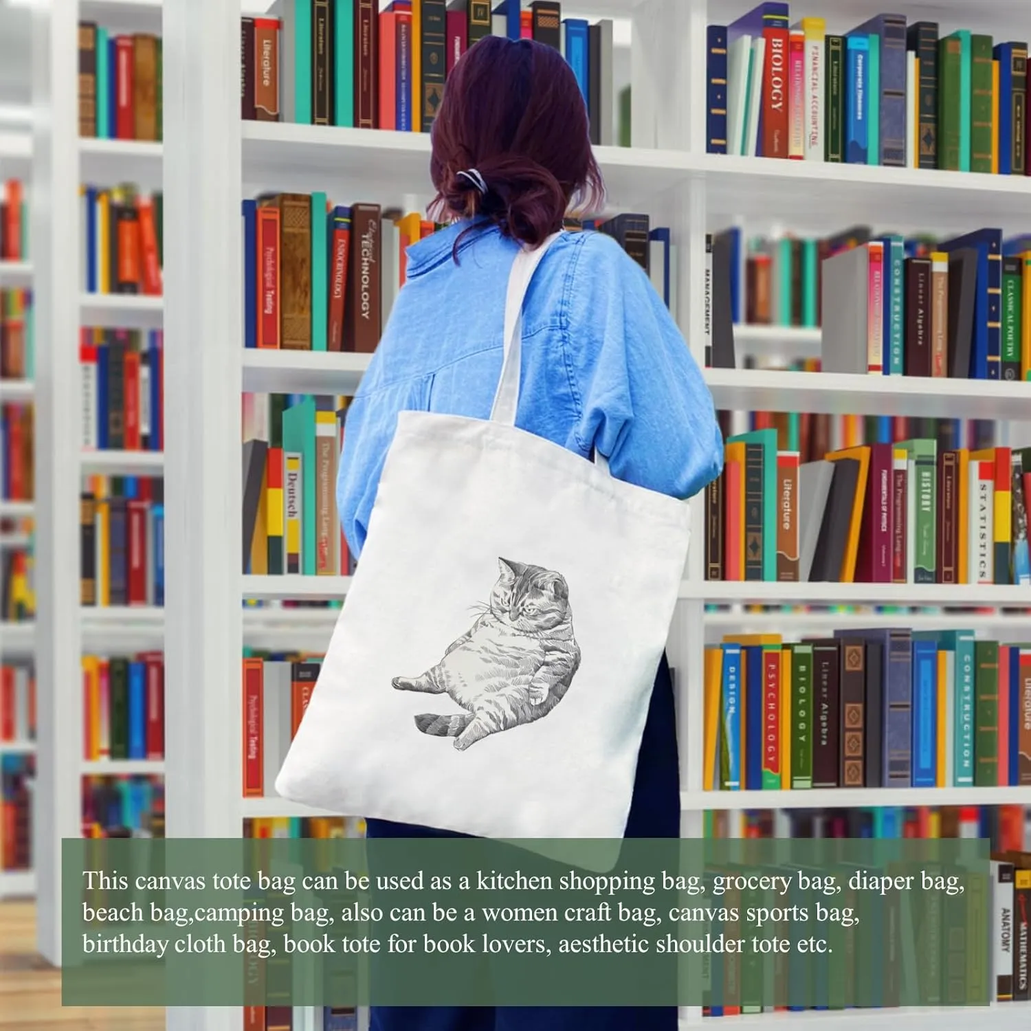 Andeiltech Canvas Aesthetic Tote Bag for Women with Inner Pocket Totes Shoulder Book Bag Shopping Reusable Grocery Bags