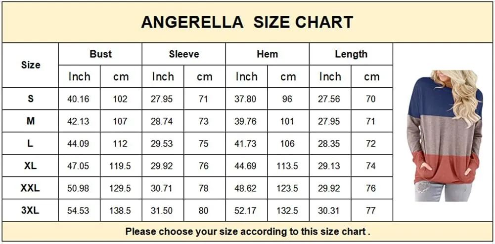 Angerella Women's Casual Loose Fit Pocket Shirts Printed Tops