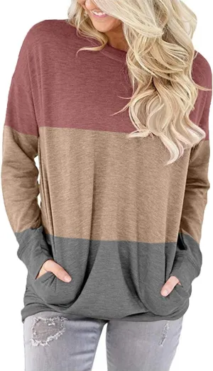 Angerella Women's Casual Loose Fit Pocket Shirts Printed Tops