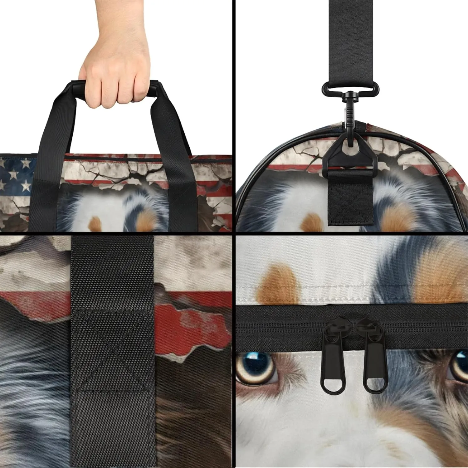 Animal 43L Gym Duffle Bag for men with Shoe Compartment, Dog Overnight Weekender Bag for Women with Shoulder Strap, Ideal for Travel, Gym, Sports