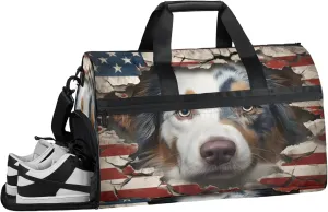 Animal 43L Gym Duffle Bag for men with Shoe Compartment, Dog Overnight Weekender Bag for Women with Shoulder Strap, Ideal for Travel, Gym, Sports