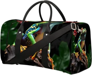 Animal Frog Travel Duffel Bag for Women Men Waterproof Foldable Overnight Weekender Bag Large Capacity Sports Gym Bag