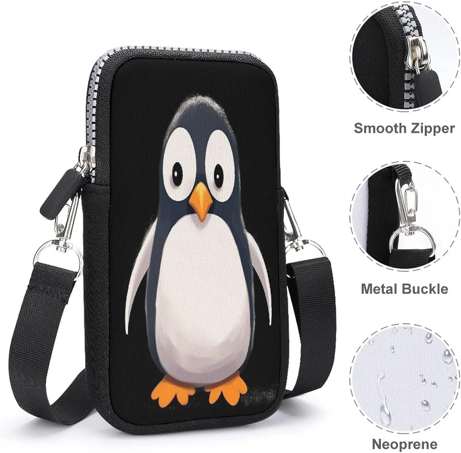 Animal Funny Cow Head Black White Small Crossbody Bag for Women,Lightweight Mini Shoulder Bag Wallet Cell Phone Purse For Running,Travel,Commuting