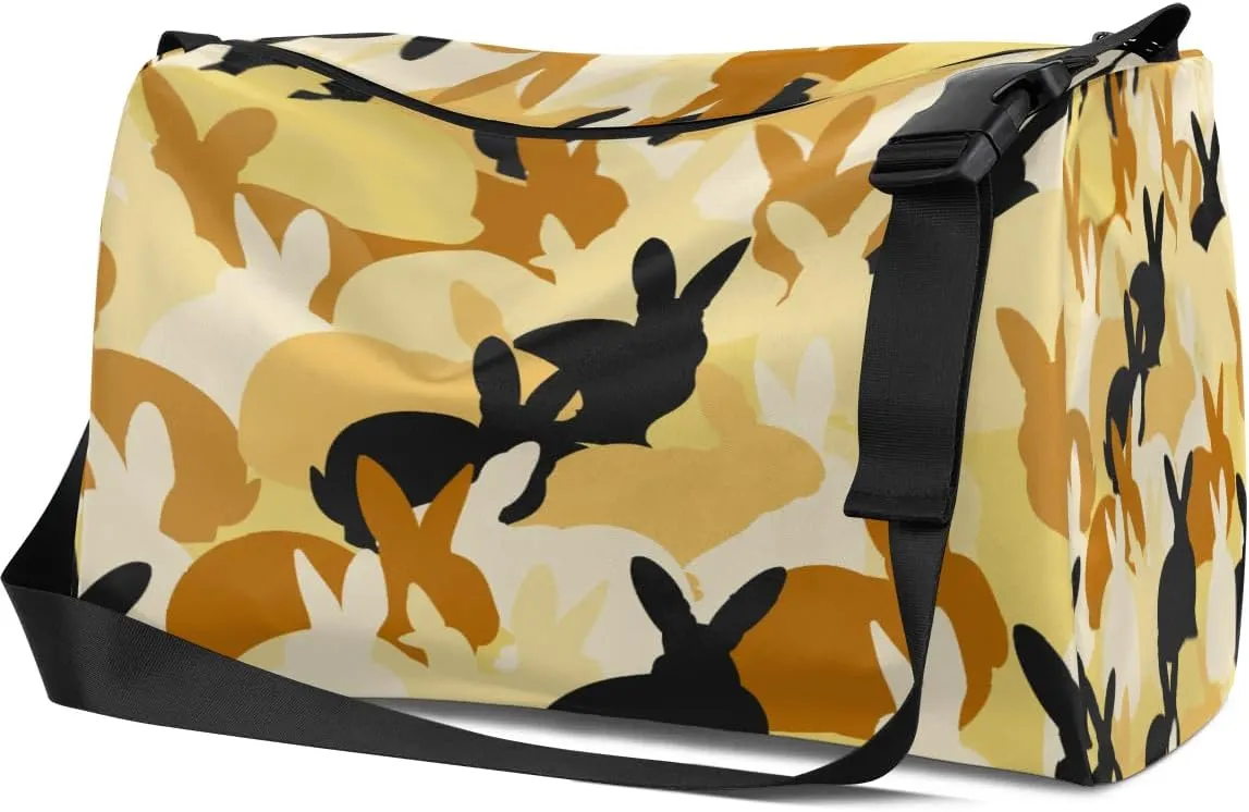 Animal Rabbits Shadow Small Gym Bag for Men Women Workout Sport Duffle Bag Waterproof Weekender Overnight Bag Lightweight Carry on Tote Bag Crossbody Shoulder Travel Bag for Swim Yoge Dance