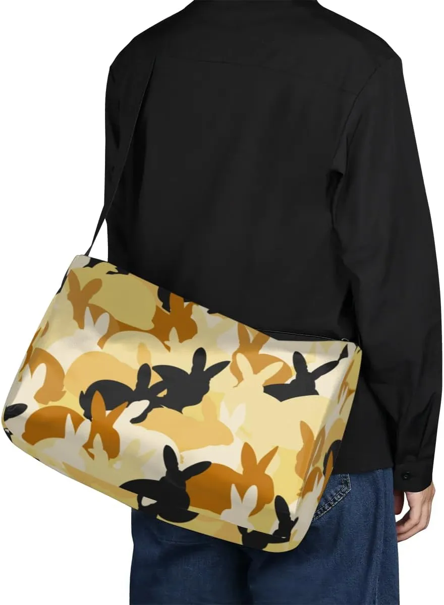 Animal Rabbits Shadow Small Gym Bag for Men Women Workout Sport Duffle Bag Waterproof Weekender Overnight Bag Lightweight Carry on Tote Bag Crossbody Shoulder Travel Bag for Swim Yoge Dance
