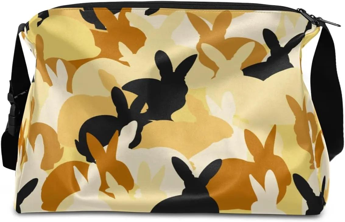 Animal Rabbits Shadow Small Gym Bag for Men Women Workout Sport Duffle Bag Waterproof Weekender Overnight Bag Lightweight Carry on Tote Bag Crossbody Shoulder Travel Bag for Swim Yoge Dance
