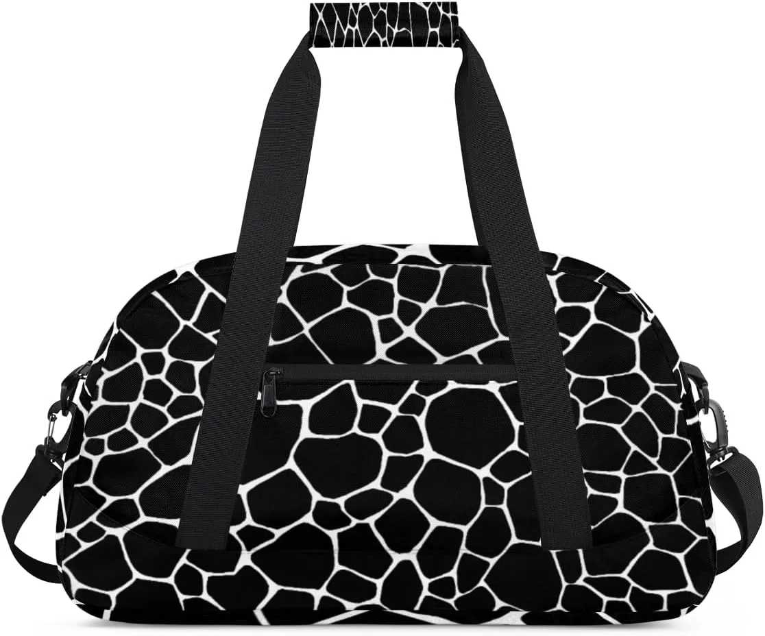 Animal Texture Gym Duffel Bag for Men Women Geometrical Pattern Sports Tote Bag with Adjustable Shoulder Strap for Dance Gymnastics Traveling Outdoor Camping Overnight Stay