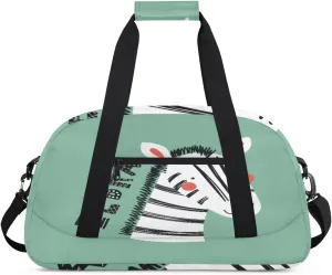 Animal Zebra Gym Duffel Bag for Men Women Cartoon Zebra Sports Tote Bag with Adjustable Shoulder Strap for Dance Gymnastics Traveling Outdoor Camping Overnight Stay
