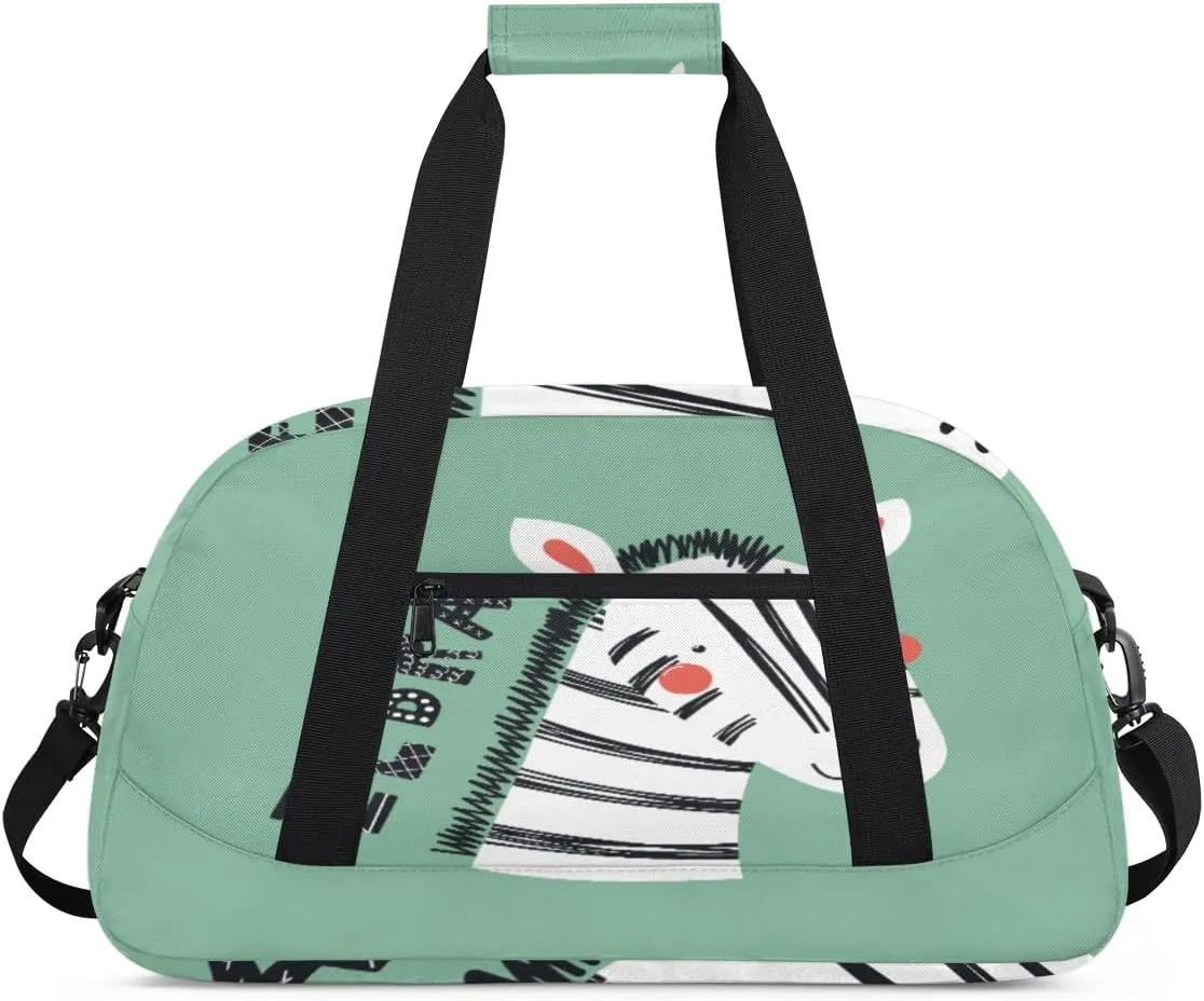 Animal Zebra Gym Duffel Bag for Men Women Cartoon Zebra Sports Tote Bag with Adjustable Shoulder Strap for Dance Gymnastics Traveling Outdoor Camping Overnight Stay