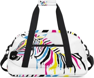 Animal Zebra Gym Duffel Bag for Men Women Colorful Zebra Sports Tote Bag with Adjustable Shoulder Strap for Dance Gymnastics Traveling Outdoor Camping Overnight Stay