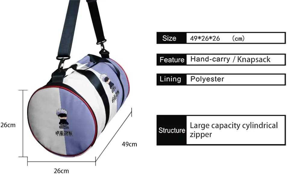 Anime Jujutsu Kaisen Gym Bag Manga Cosplay Sport Duffel Bag With Shoe Compartment(Gojo) One size