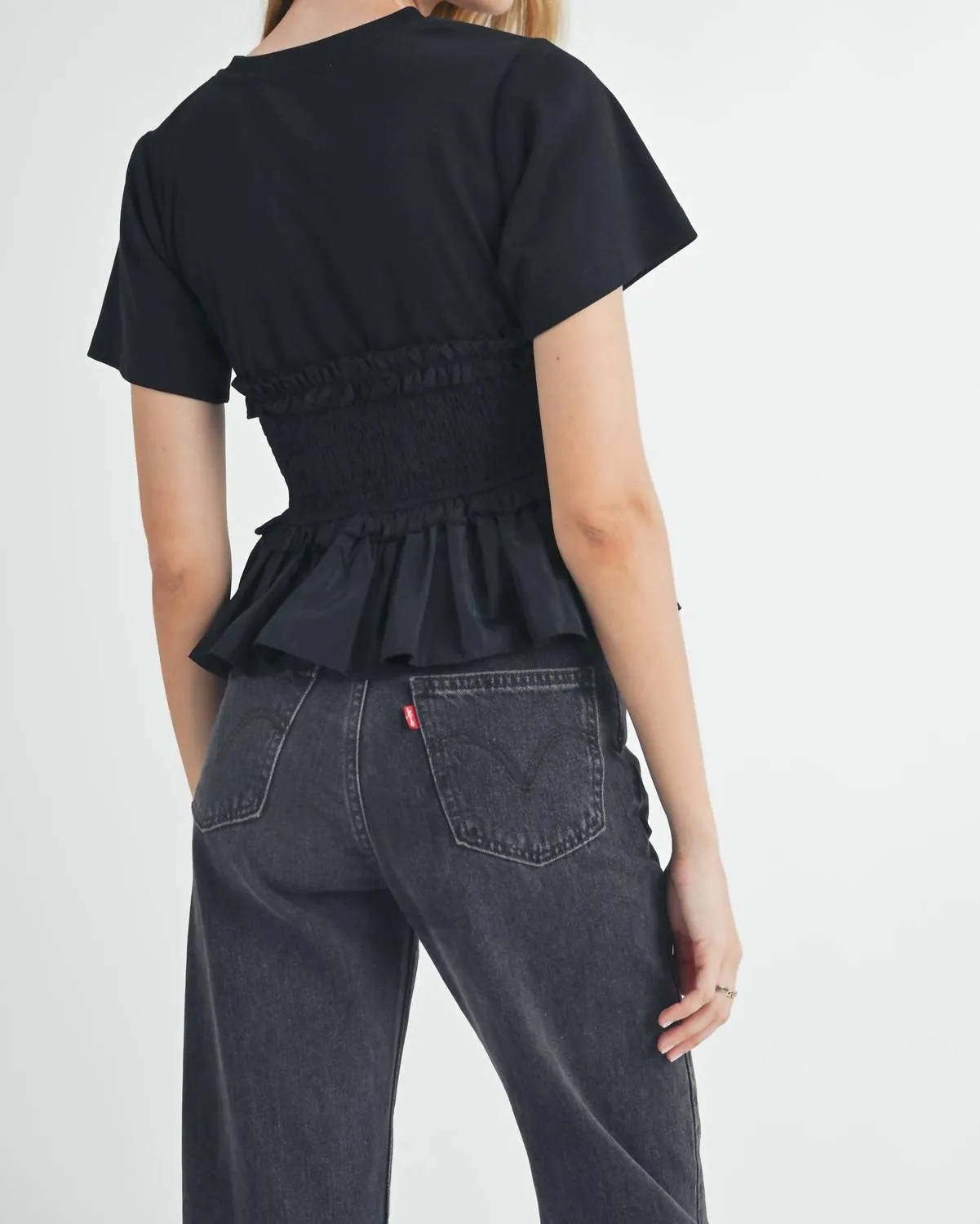 Annie Peplum Top In Black