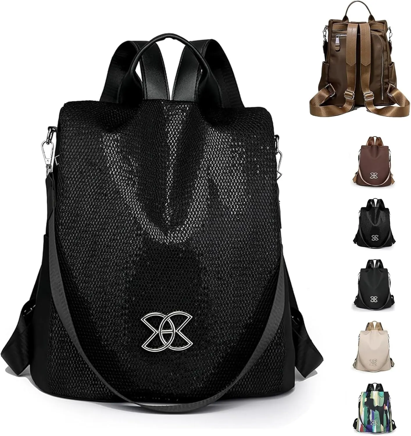 Anti-Theft Large Capacity Backpack, Leisure Shoulder Bag for Women, Anti-Theft Multipurpose Large Capacity Backpack (Black Sequins)