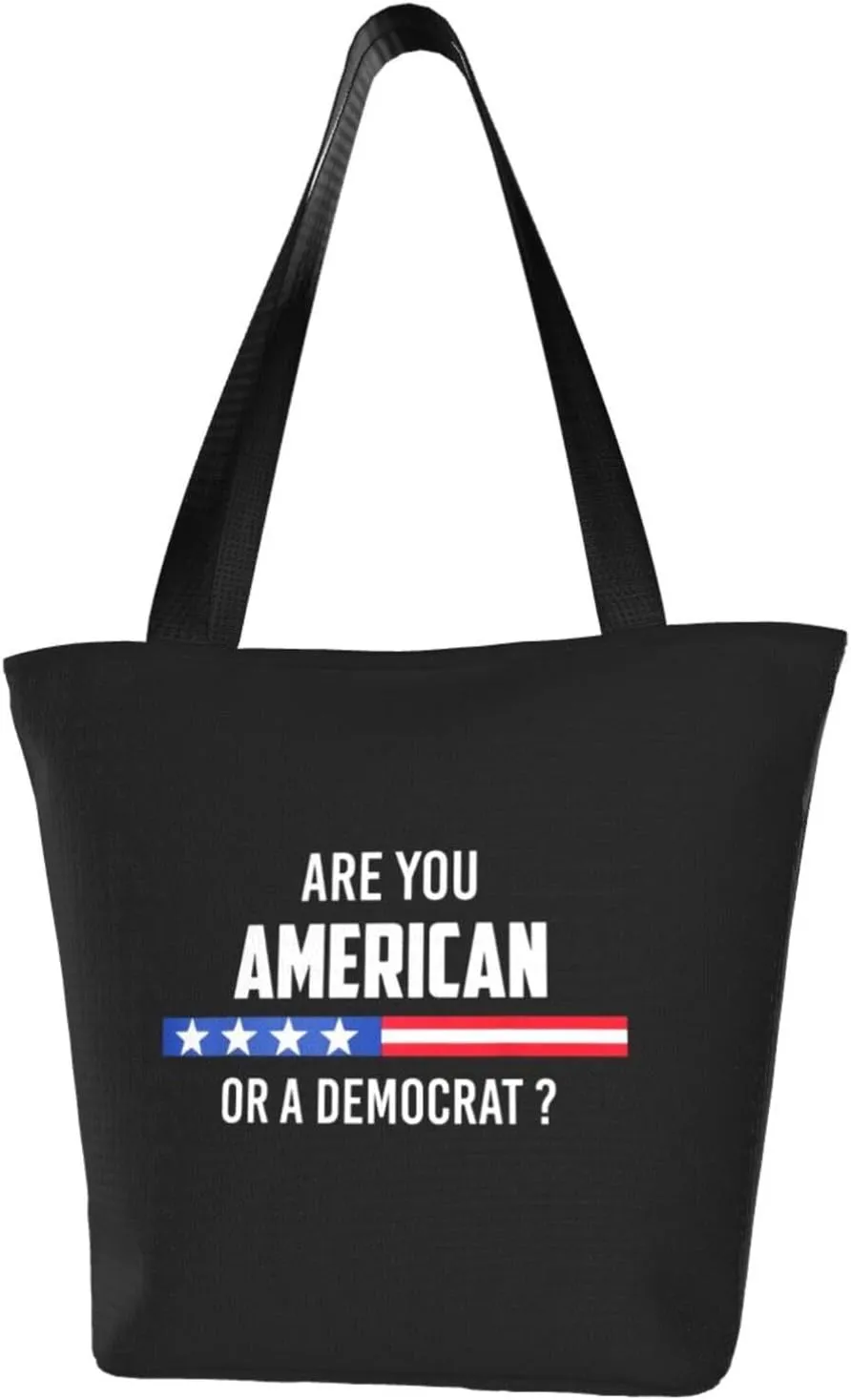 Are You American or a Democrat Women'S Casual One Shoulder Carry Shopping Bag Large Capacity Working Storage Handbag