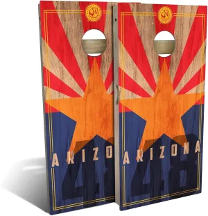 Arizona State Flag 2.0 Cornhole Board Set - Multiple Sizes and Accessories - Includes 2 Boards, 8 Bags and Much More