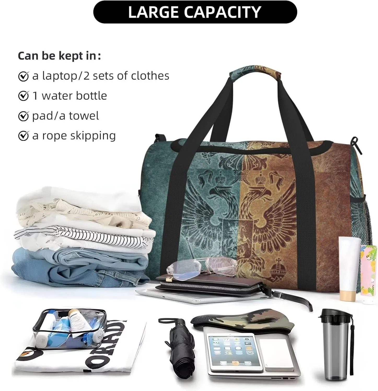 Arms Backgrounds Old Travel Duffel Bag Large Foldable Waterproof Overnight Bag For Beach Swim Bags Pool Sports Gym