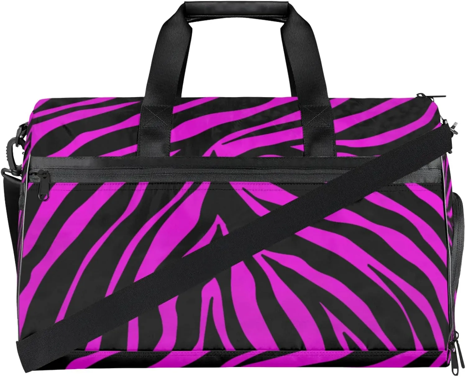 Art Patterns Gym Bag for Men- 43L large Duffle Bag for Travel, Zebra Print Travel Bag with Shoe Compartment-Personal Item Travel Bag Weekender Bags for Women