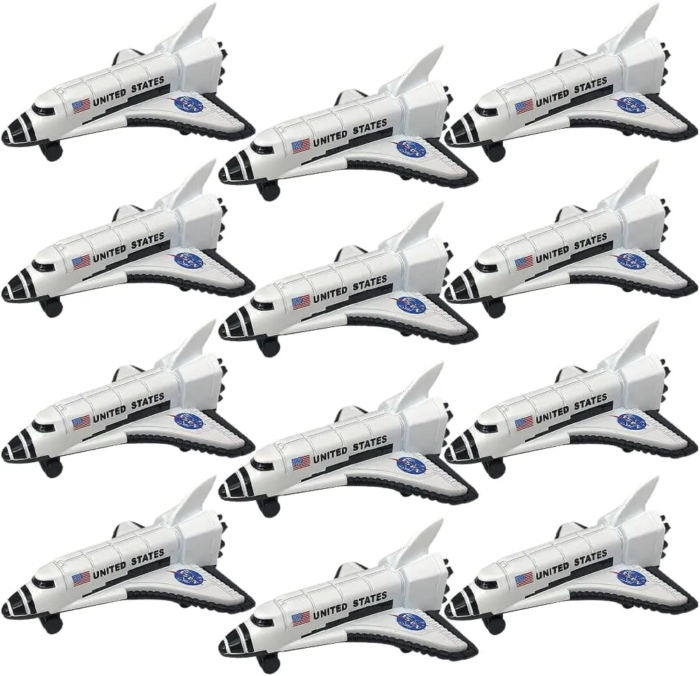 ArtCreativity Diecast Space Shuttles, Set of 12, Durable Diecast Metal NASA Space Ship Toys for Boys, Astronaut Cake Decorations, Astronaut Space Theme Party Favors, Goodie Bag Fillers