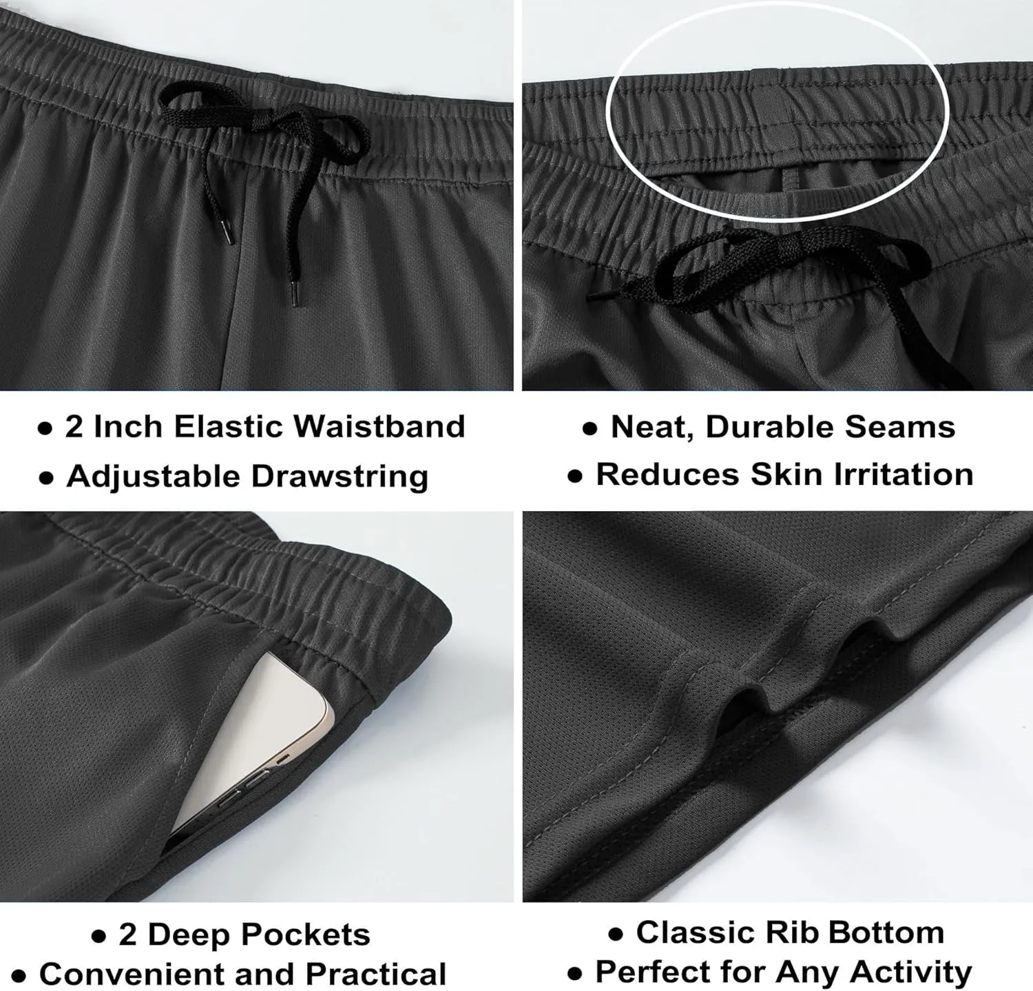 Aserlin Men's Athletic Shorts Mesh Workout Gym Activewear Basketball Shorts with Pockets 5 Pack