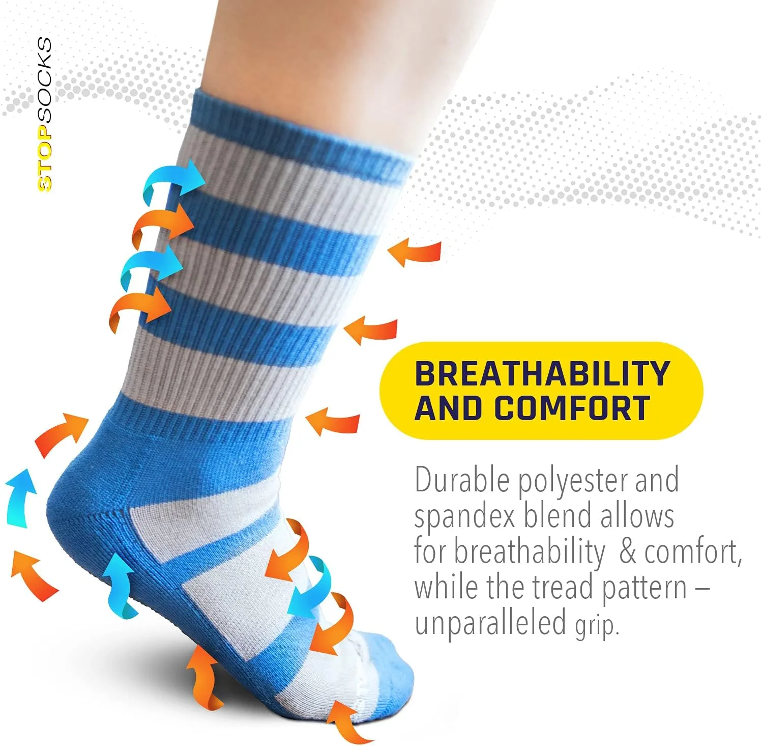 Athletic Non Slip Non Skid Socks with Grippers for Women, Men, Yoga, Barre, Pilates, Gym, Sport, and Hospital
