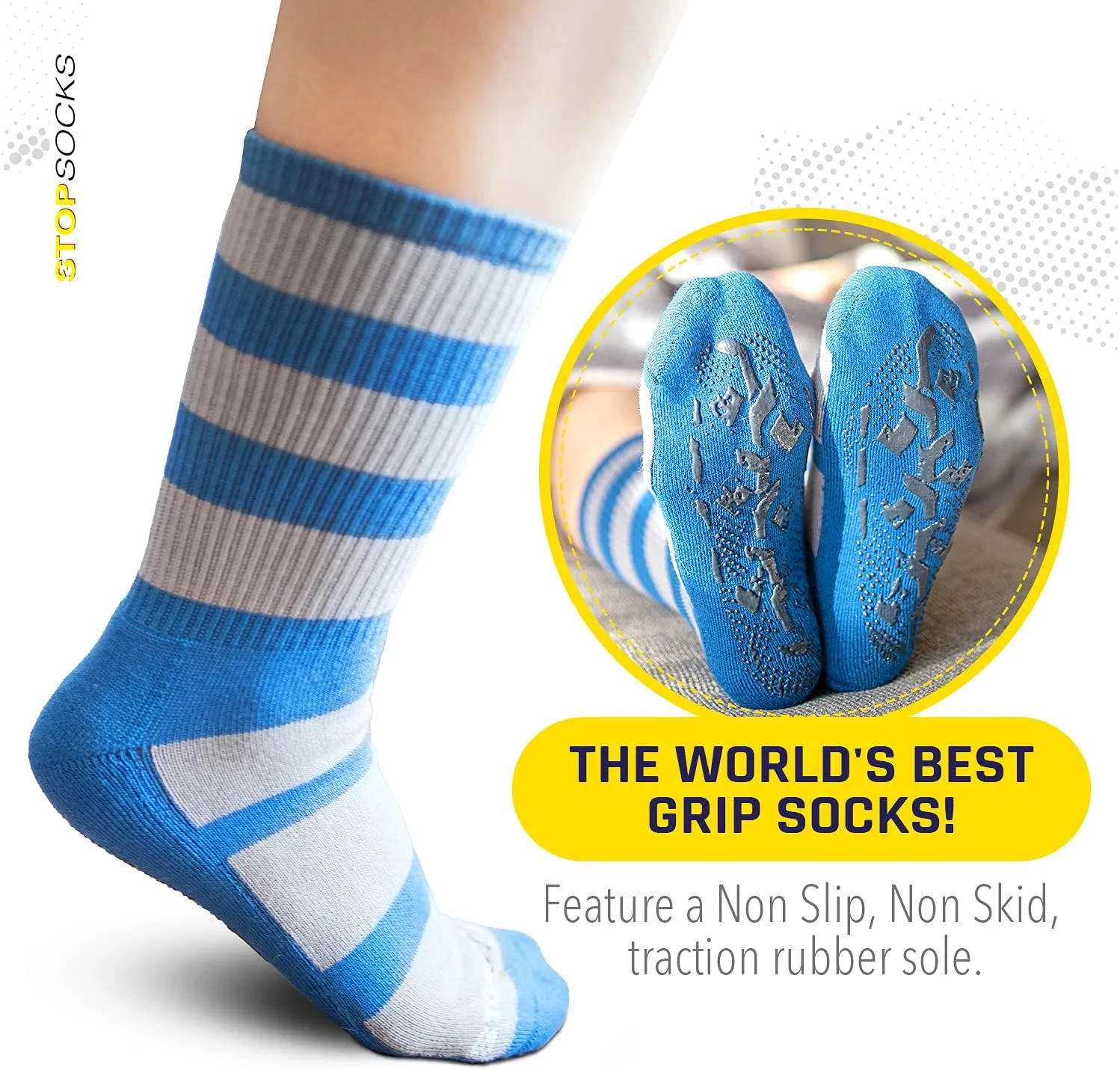 Athletic Non Slip Non Skid Socks with Grippers for Women, Men, Yoga, Barre, Pilates, Gym, Sport, and Hospital