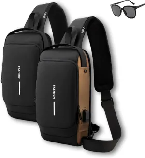 Auricz Sling Bag for Men Women Travel, Leyweio Bags Crossbody Fashion Carbon Fiber Streamline Anti-Theft Sling Bag