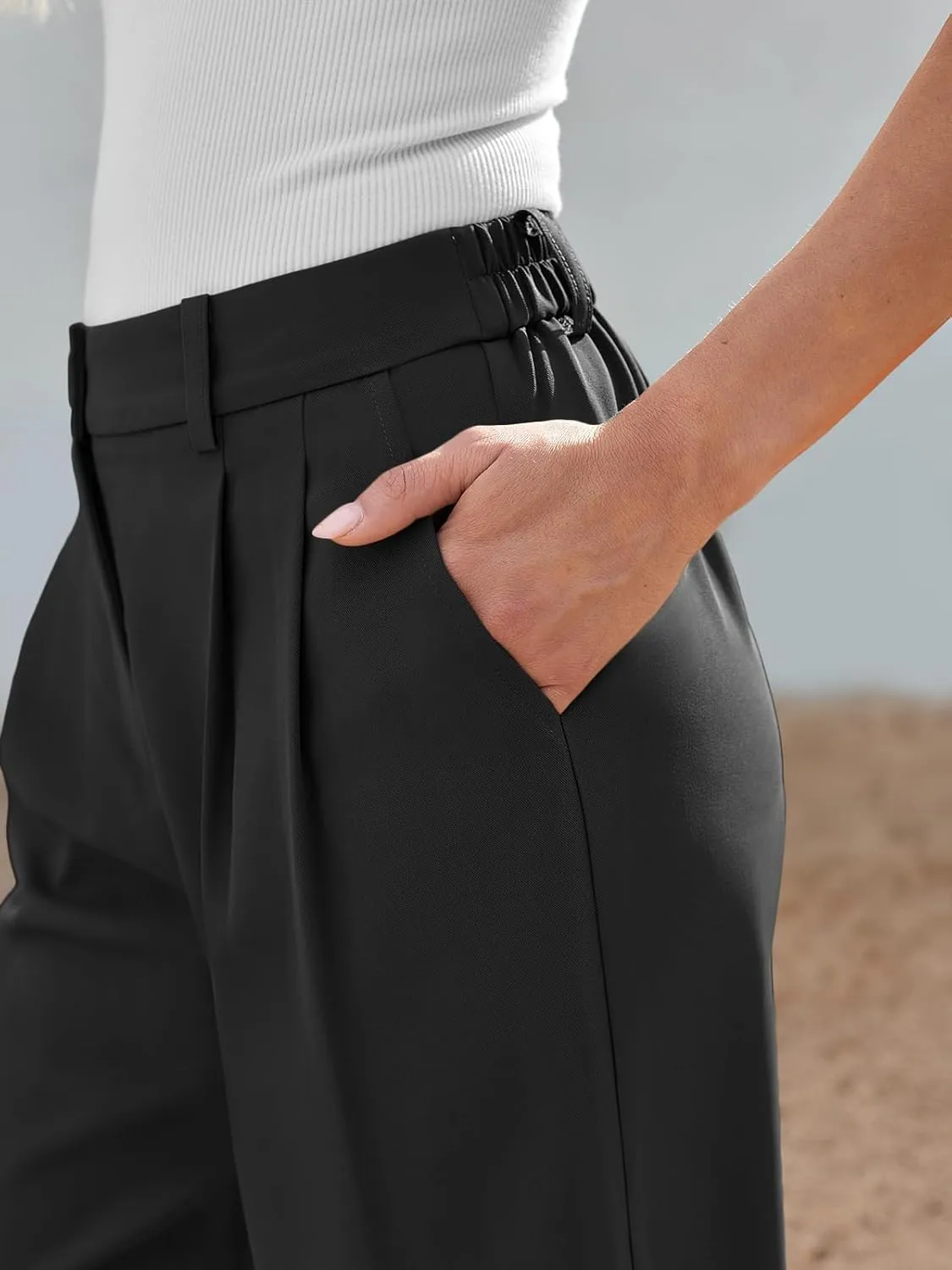 AUTOMET Women Wide Leg Dress Pants High Waisted Loose Fit Business Casual Work Trousers with Pockets 2025