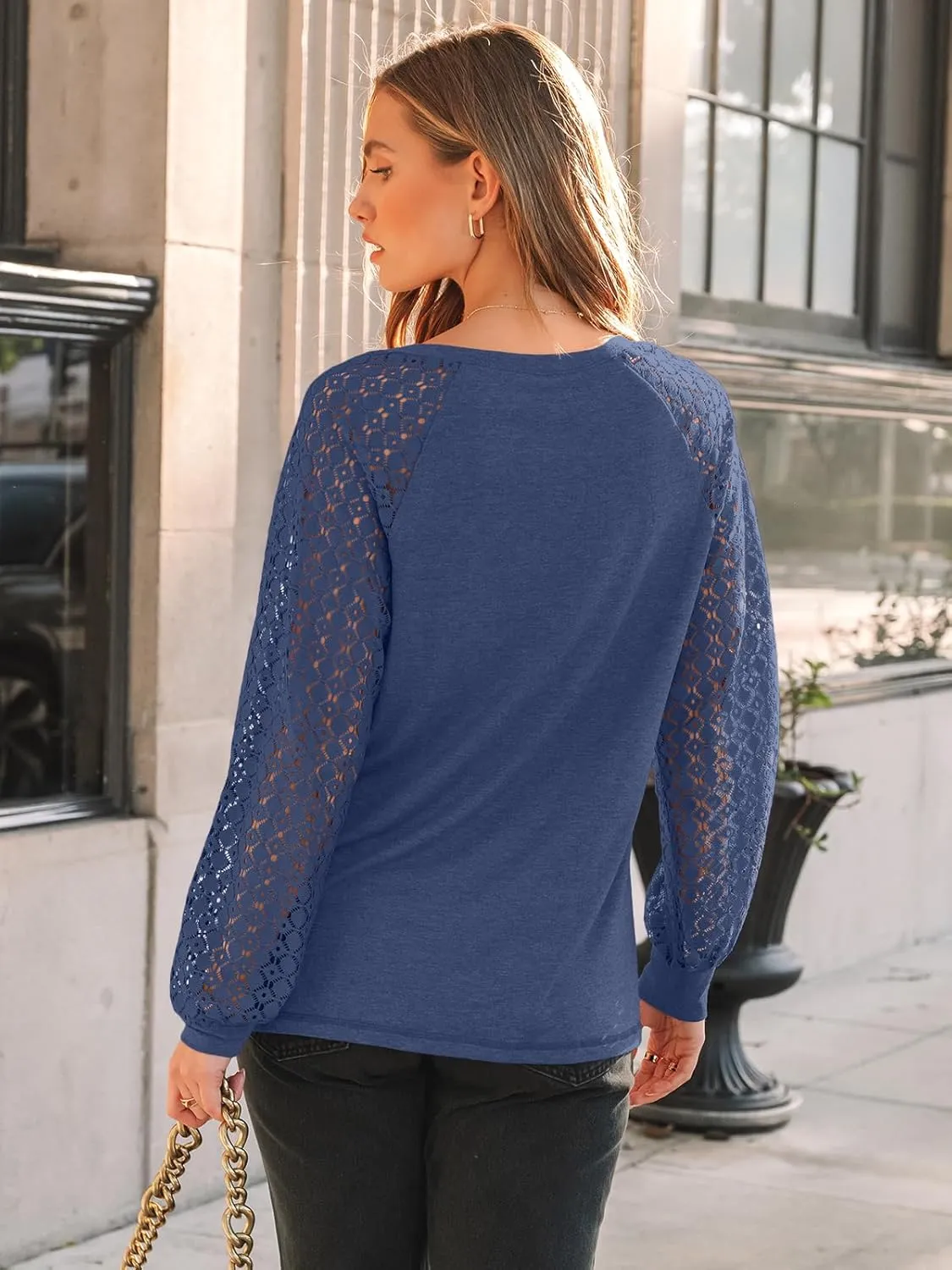 AUTOMET Womens Long Sleeve Shirts V-Neck Lace Tops Business Casual Blouses Tee Trendy 2025 Fall Fashion Outfits Clothes