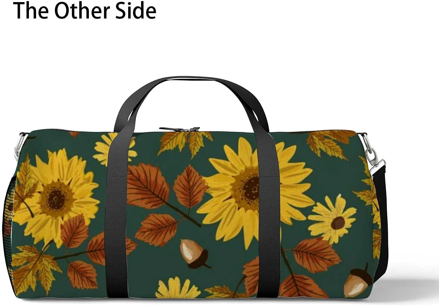 Autumn Maple Sunflowers Sports Duffel Bag Travel Gym Tote Bags Lightweight Durable Shoulder Strap Waterproof Polyester Outside Mesh Pocket Overnight Trip Duffel Bag for Women Men