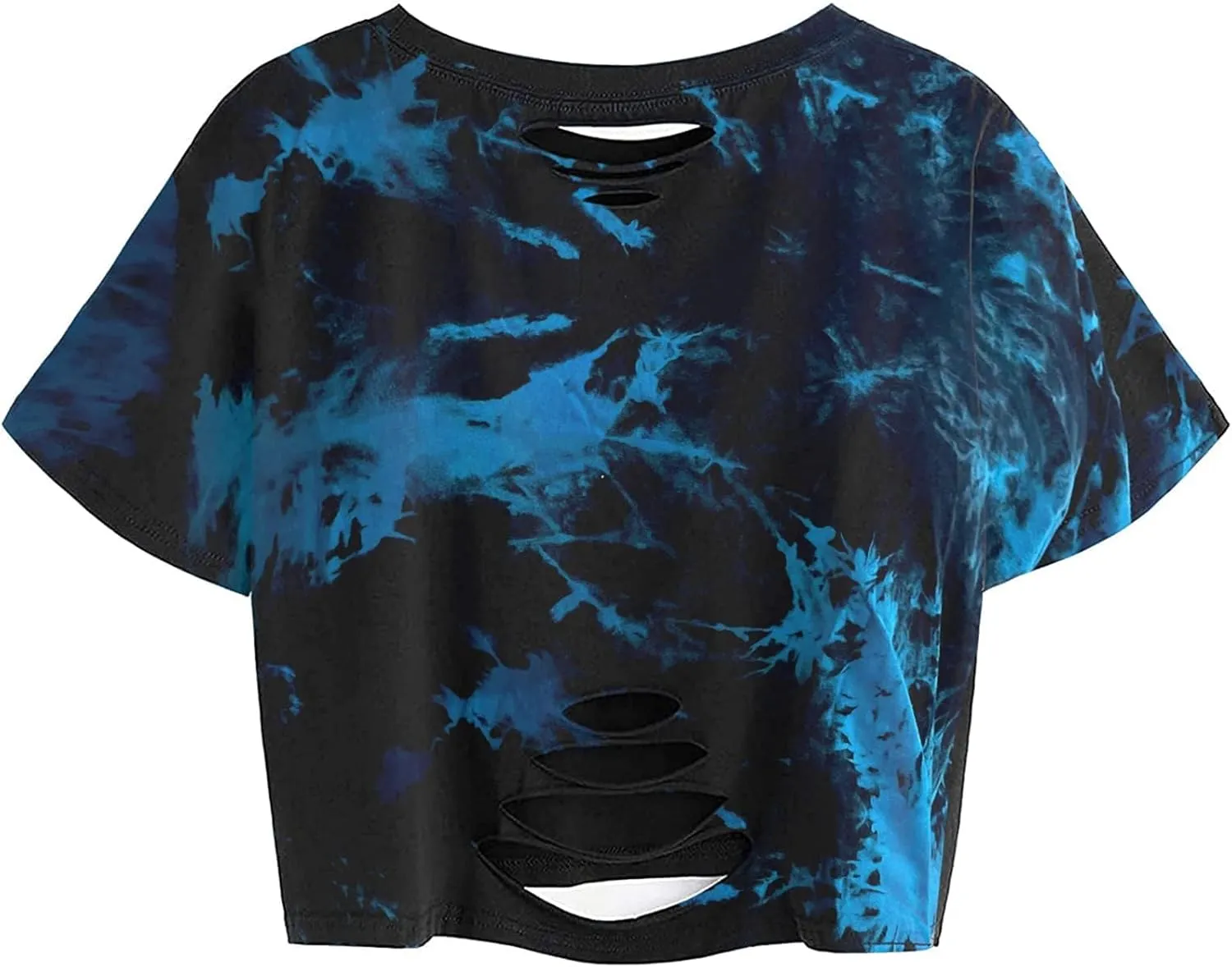 Avanova Women Skull Finger Graphic Distressed Tee Shirt Ripped Short Sleeve Crop Tops