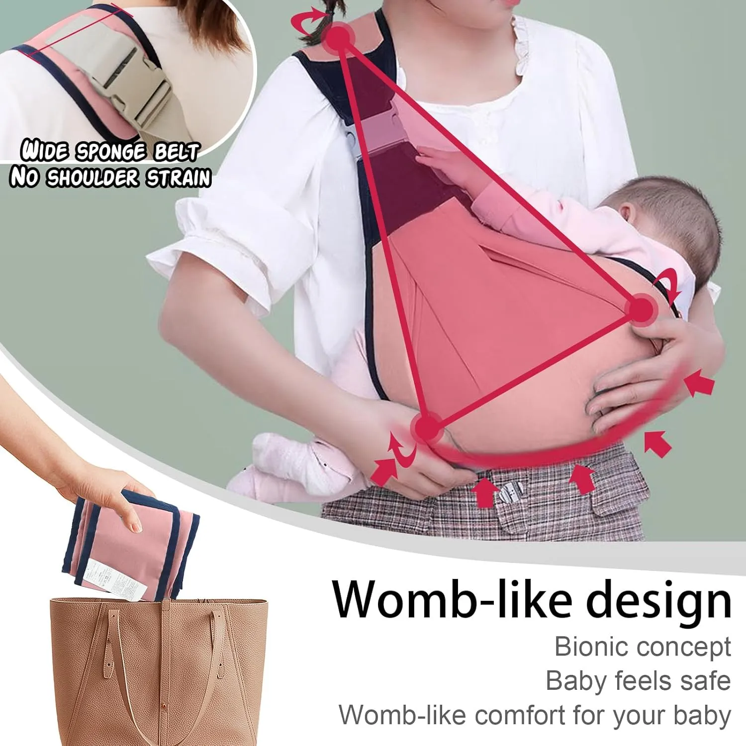 Baby Sling Carrier - Adjustable Half Wrapped Sling Hip Carrier, One Shoulder Labor-Saving, Lightweight Cloth Fabric Baby Holder for Newborn to Toddler Up to 45 lbs (Pink)