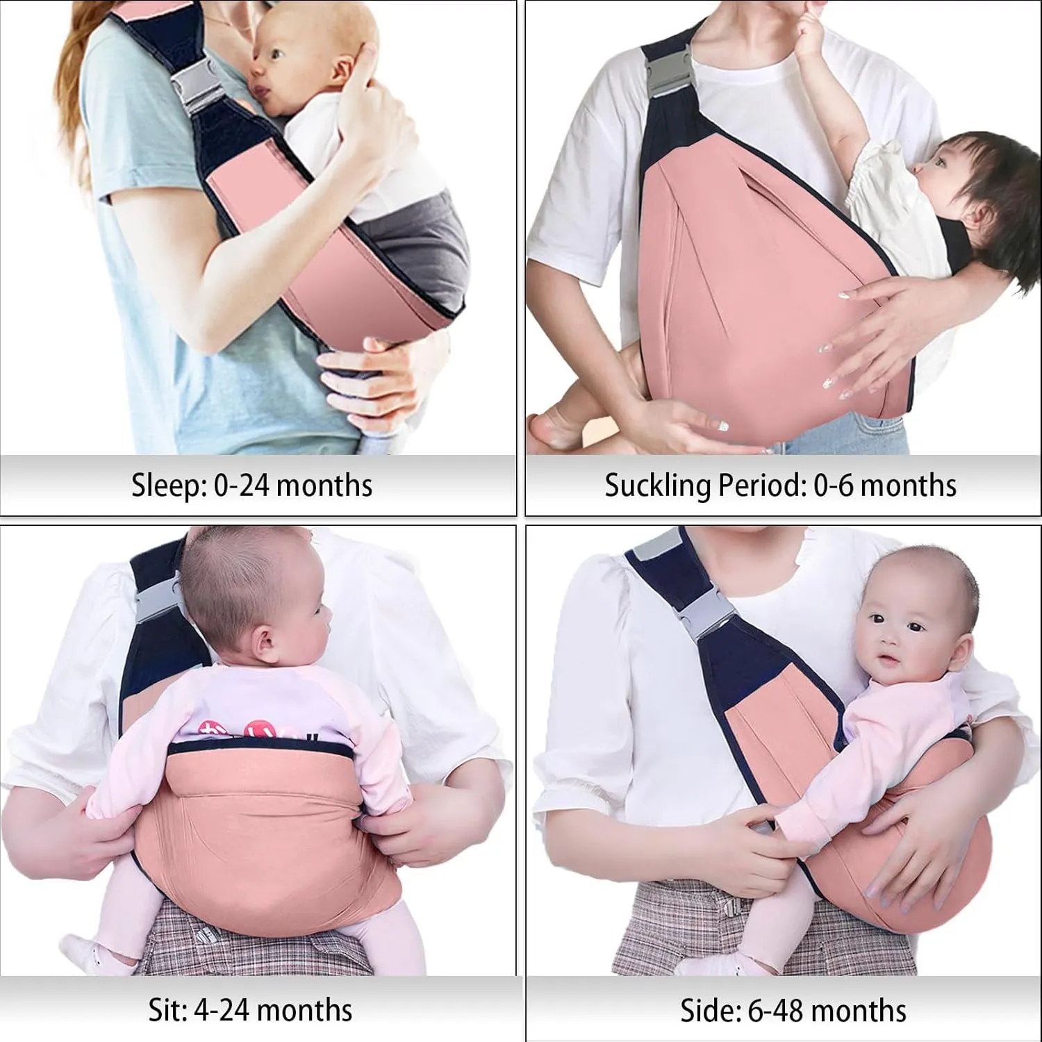 Baby Sling Carrier - Adjustable Half Wrapped Sling Hip Carrier, One Shoulder Labor-Saving, Lightweight Cloth Fabric Baby Holder for Newborn to Toddler Up to 45 lbs (Pink)