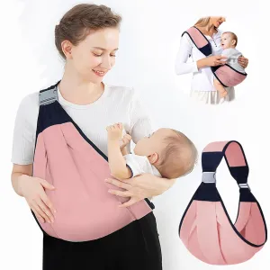 Baby Sling Carrier - Adjustable Half Wrapped Sling Hip Carrier, One Shoulder Labor-Saving, Lightweight Cloth Fabric Baby Holder for Newborn to Toddler Up to 45 lbs (Pink)