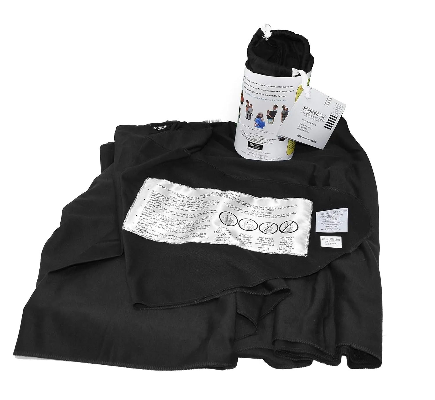 Baby Wrap Carrier Soft, Stretchy, Cotton Baby Wrap, Baby Sling, Nursing Cover Up for use with Newborn-Toddler: Evenly distributes Weight for More Comfortable Carrying (Black)