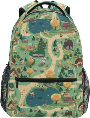 Backpack for Men and Women Fashion Stylish Travel Bags with Chest Strap for College Work Game Map
