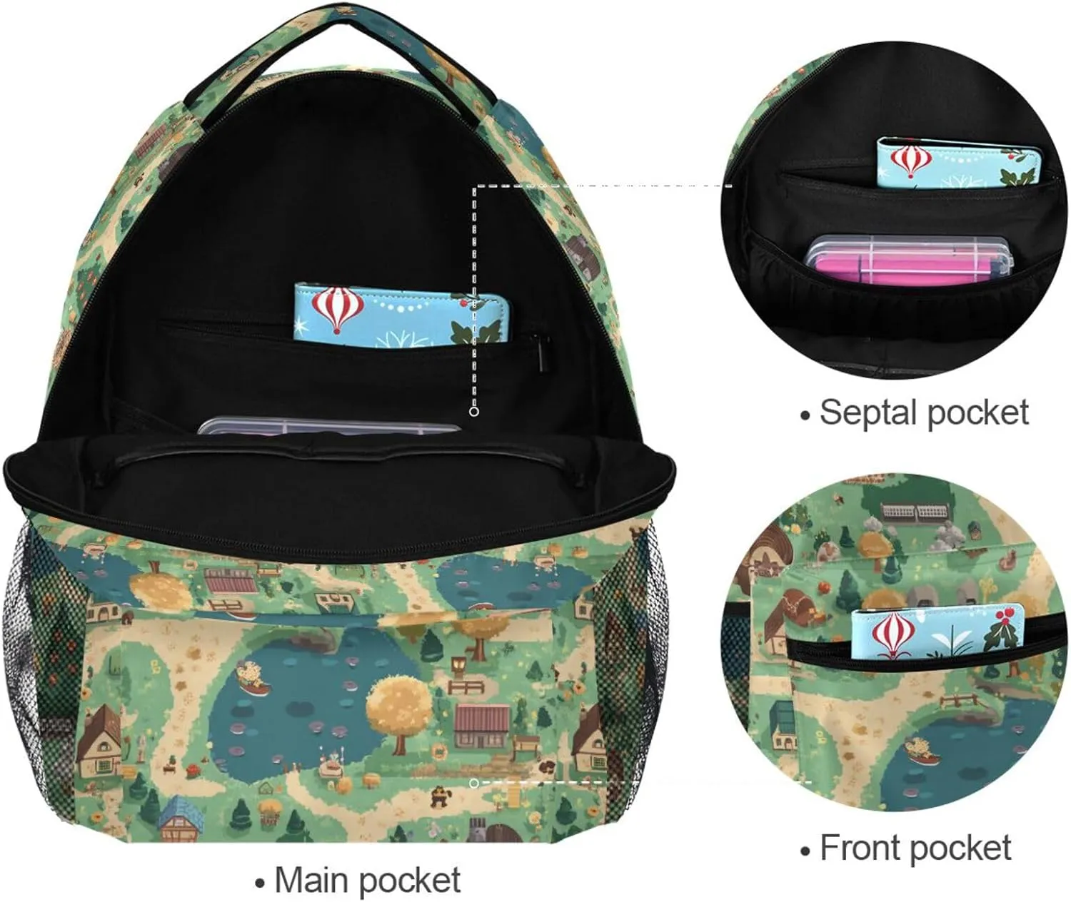 Backpack for Men and Women Fashion Stylish Travel Bags with Chest Strap for College Work Game Map