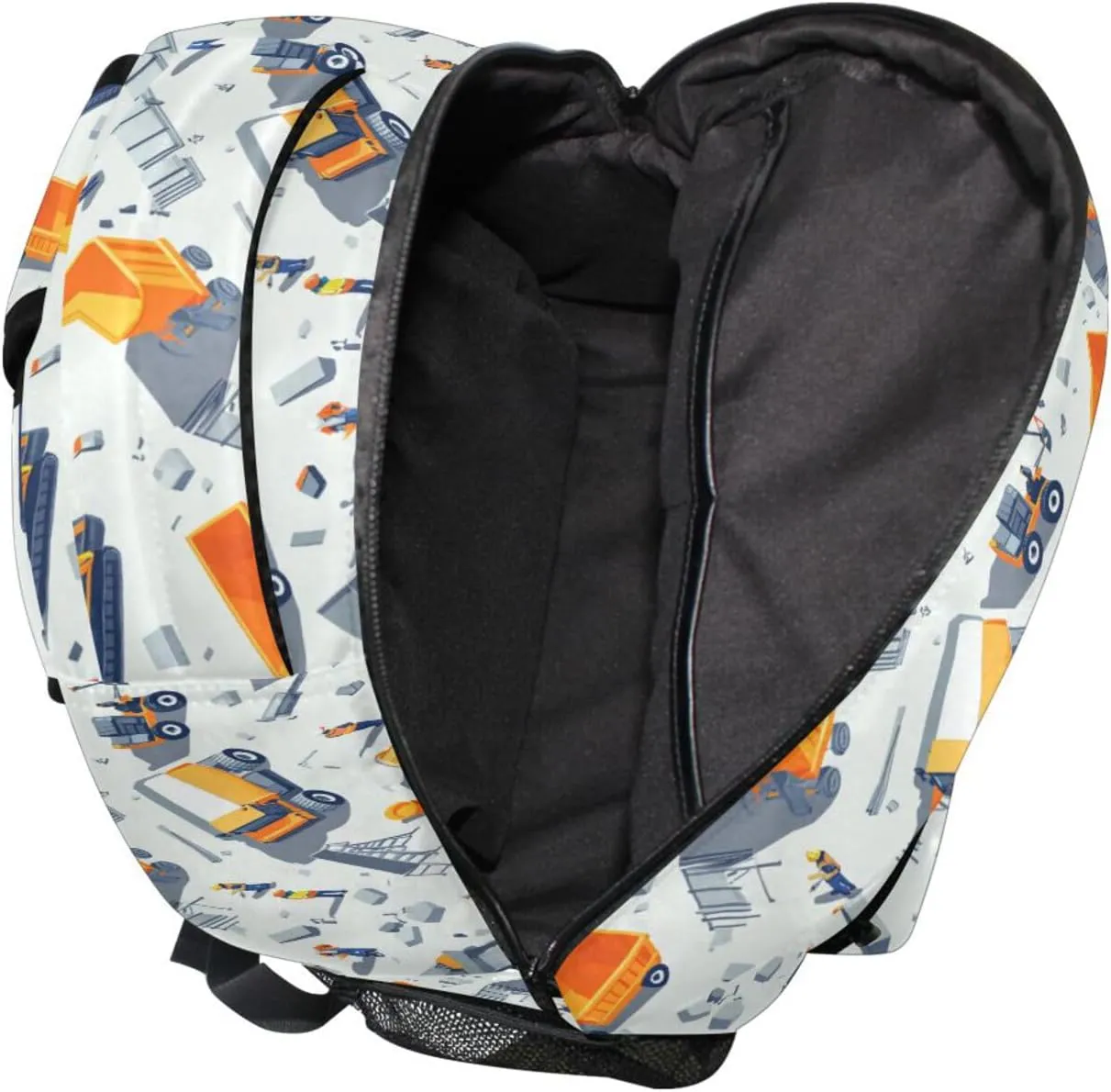 Backpack for Teenager Waterproof Stylish Travel Bags with Chest Strap Gift Men & Women Construction Scene Concrete Mixer Truck Bulldozer
