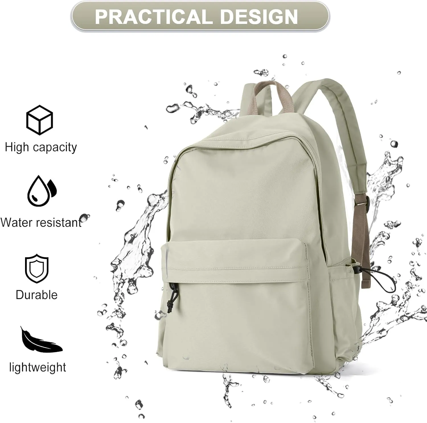 Backpack Lightweight Bag Waterproof High Middle Backpack For Cute Aesthetic Backpack Casual Daypack For Men Women Green