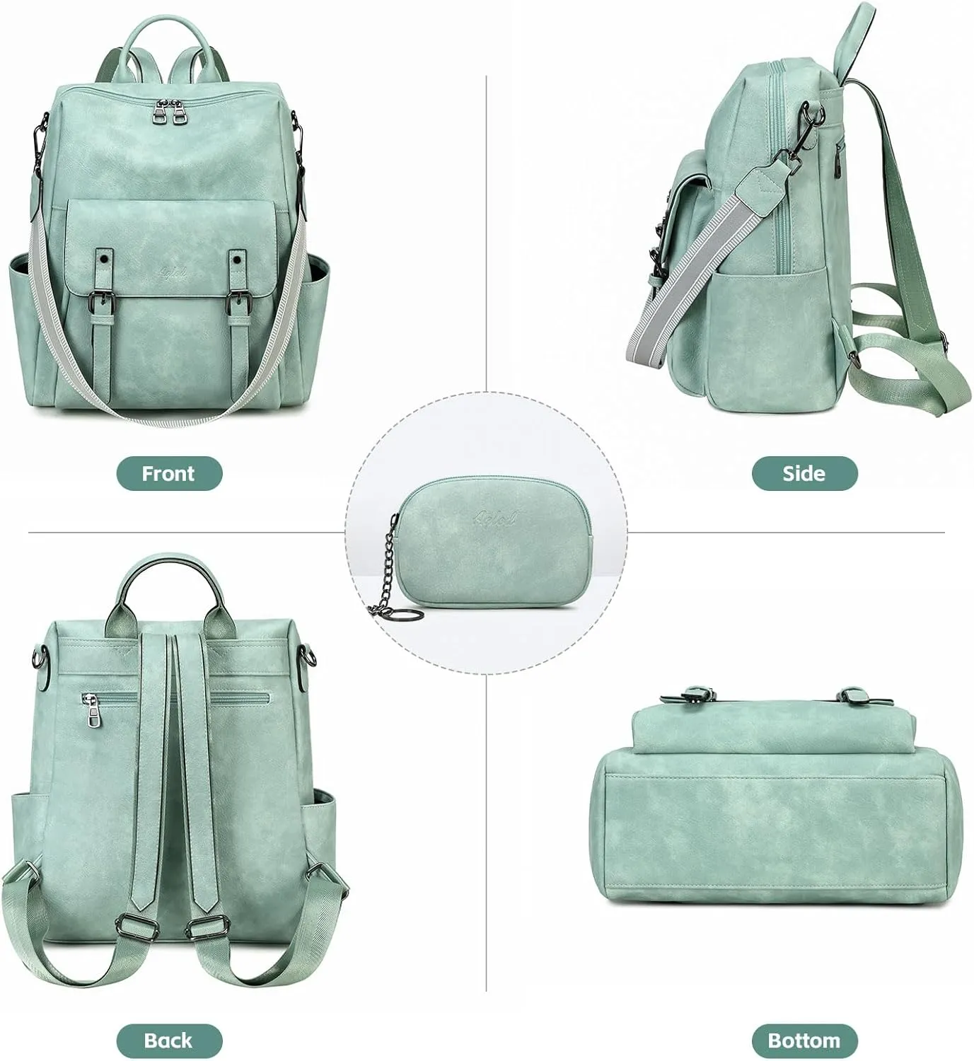 Backpack Purse for Women PU Leather Back Packs Designer Ladies Shoulder Bag Fashion Faux Work Travel Handbags