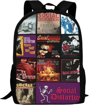 Backpacks Social Rock Distortion Band Double Shoulder Bag 15 Inchs Laptop Backpack for Camping Travle Work Hiking Women Men Gifts